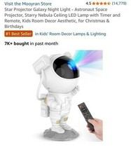 Galaxy Star Projector Night Light - Astronaut LED Lamp with Timer &amp; Remote - €42,52 EUR