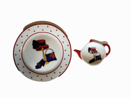 A Special Place Red Hat Society Red Polka Dot Plate And Tea Bag Holder 2004 - £15.86 GBP