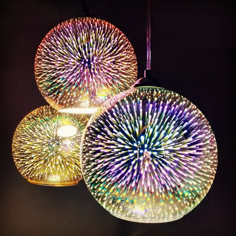 Nordic LED Colorful 3DGlass Pendant Light Firework Chandelier Dining Liv... - $16.87+