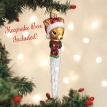 Reindeer Icicle Old World Christmas Blown Glass Collectible Holiday Ornament - £15.94 GBP