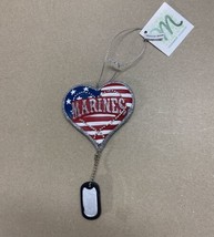 Midwest CBK Marines Heart with Dog Tags Hanging Christmas Ornament - $13.04