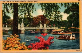 Linen Postcard Bridge over The Lake in the Public Gardens Boston Posted 1943 - £8.71 GBP