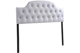 Clovis Queen Size White Faux Leather Button-tufted Scalloped Headboard - $2,834.42 MXN