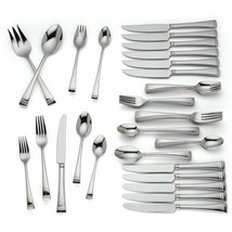 Lenox Urbane 50 Piece Flatware Set 18/10 Stainless Service for 6 Banded End New - £127.49 GBP