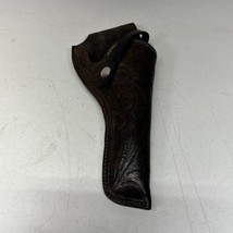 Vintage Handmade Leather Western Belt Loop Gun Holster 357 6” Drop - $24.99