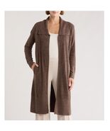 Barefoot Dreams Cozy Chic Ultra Lite Open Front Cardigan Sweater Java Me... - $99.00