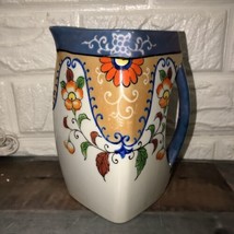 Vintage Ceramic Japan Floral Luster Ware Hand Painted Square 6” Pitcher - $22.32