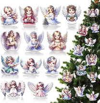 24Pcs Christmas Angel Ornaments for Tree Decorations Wooden Angel Ornament Decor - £14.45 GBP