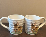 Coffee Mugs Set Of 2 Cups New Easter Bunny Floral Spring Pattern - $36.99