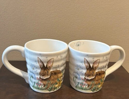 Coffee Mugs Set Of 2 Cups New Easter Bunny Floral Spring Pattern - £29.65 GBP