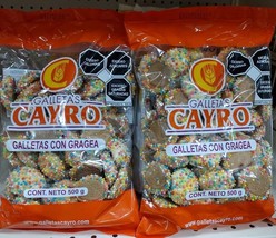 CAYRO GALLETAS CON GRAGEA COOKIES W/ SPRINKLES - 2 BOLSAS 500g c/u - ENV... - $30.78