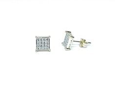 ADIRFINE 10K Solid Gold 6MM Square Micro Pave Cubic Zirconia Stud Earrings - £85.40 GBP