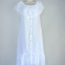 Mlle Gabrielle Flounce Dress Women&#39;s S White Solid Midi Short Sleeve Ruf... - $204.66 MXN