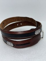 Onyx by Brighton Belt Mens 38 Brown Leather Golf Silver Medallion Classi... - $13.99
