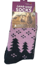 Lambs Wool Ladies Socks Pine Trees Snowflake Crew Warm Winter Size 9-11 Purple - £16.65 GBP