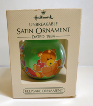 Grandchild&#39;s 1st Christmas Ornament In Box 1984 Hallmark Teddy Bear Santa Satin - £9.55 GBP