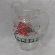 Anchor Hocking Floral Clear Pitcher Red Green 80 Ounce - £31.42 GBP