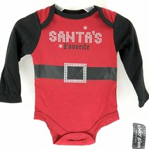 Baby Glam Christmas Bodysuit Size NB Newborn Santa&#39;s Favorite One Piece Creeper - £6.36 GBP