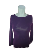 Frippone Paris Vintage Plum Purple Stretchy Ruched Side Long Sleeve Top ... - $32.71