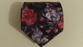 Oleg Cassini Silk Tie -Purple with Floral Design - $9.88