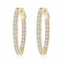 ANGARA Natural Diamond Round Hoops Earrings for Women, Girls in 14K Gold (2MM) - £1,690.67 GBP
