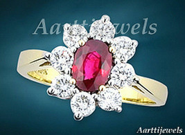 0.32ct Diamond Ruby 14k Yellow Gold Beautiful Decent Cute Ring FJ EHS - £547.50 GBP