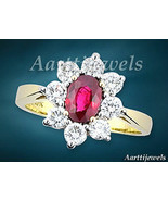 0.32ct Diamond Ruby 14k Yellow Gold Beautiful Decent Cute Ring FJ EHS - £547.30 GBP