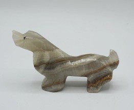 Onyx Stone Carved Dog Figurine - $24.74