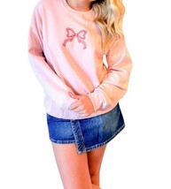 City Crews Apparel Bowtiful Embroidered Sweatshirt Light Pink - $30.00