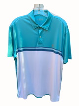 Izod Golf mens short sleeve turquoise white collard stretch polo shirt L... - £18.86 GBP