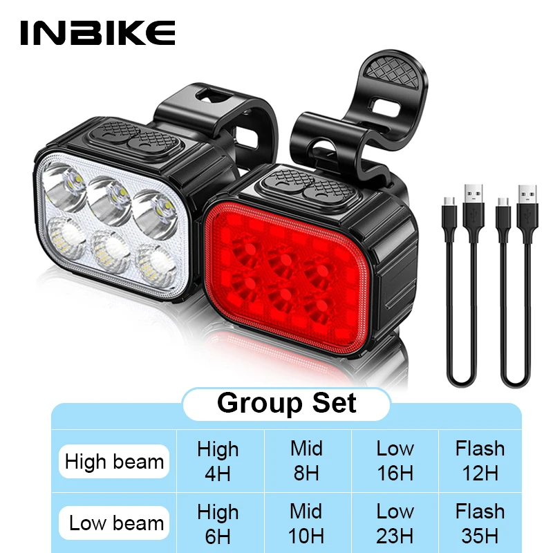 INBIKE Bicycle Light Front and BackRechargeable Headlight Flashing Bike Lights F - £134.59 GBP