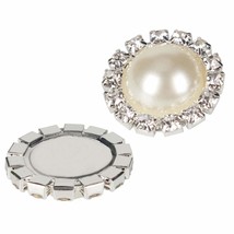 Wholesale 20 Pcs Retro Vintage Round Crystal Ivory Faux Pearl Rhinestone Buttons - £20.87 GBP