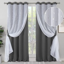 Dark Grey, 2 Panel Sets, Bgment Bedroom Blackout Curtains, 84 Inch With Sheer - £48.67 GBP