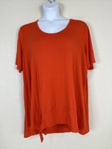NWOT Avenue Womens Plus Size 26/28 (3X) Red Stretch Tie Hem Shirt Short ... - £14.09 GBP