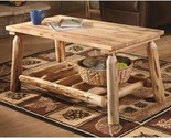 Wood Farmhouse Coffee Table Rustic Cabin Log Living Room Natural Pine We... - $255.80