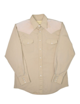 Vintage Gentry West Pearl Snap Western Shirt Mens M Beige Khaki Corduroy Trim - £25.47 GBP