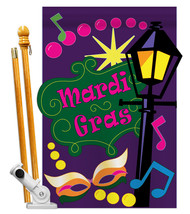 Mardi Gras Time - Applique Decorative Pole Bracket House Flag Set HS118002-P2 - $64.97