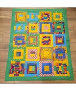 Vintage Patchwork Kids baby Quilt Retro Handmade Nursery Bedding Primary... - $25.00