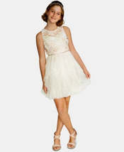 Rare Editions Blush Sequin Embroidered Dress Big Girls Size 12 - £39.31 GBP