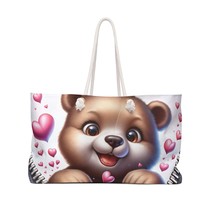 Personalised/Non-Personalised Weekender Bag, Cute Bear, Zipper, Valentines Day,  - £38.74 GBP