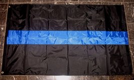 3x5 Embroidered Sewn Police Black with Blue Line Nylon Flag 3&#39;x5&#39; Banner - £19.94 GBP