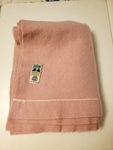 Vintage Kenwood Wool Blanket Pink 68&quot; x 56&quot; &quot;No Satin Binding&quot; GUC - £32.47 GBP
