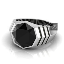Hexagon Black Onyx Signet Ring Men/Women Unique Signet Ring Personalized Rings - £59.42 GBP