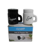 Retro Black and White Mason Jar Salt and Pepper Shaker Set 2 Ounce Capacity - $13.47 CAD