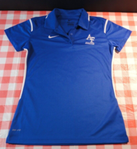 Nike Dri Fit Usaf Air Force Athletics Women's Blue Short Sleeve Polo Shirt Small - $14.15