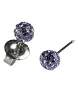 Ear Piercing Earrings 4.5mm Fireball Lavender Purple Crystal Ball Silver... - $247.30 MXN