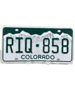 Colorado License Plate RIQ-858 – White Mountain Design - $10.00