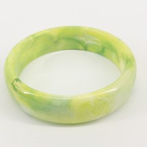 Green Bracelet Plastic Marbled White Swirls Bangle 1/2 Thick - £10.02 GBP