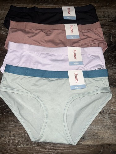 Hanes ~ 4-Pair Womens Hipster Underwear Panties Polyester Blend ~ M/6 - $29.69