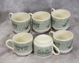 Currier Ives Green SCIO Cups Lot of 6 - $22.53
